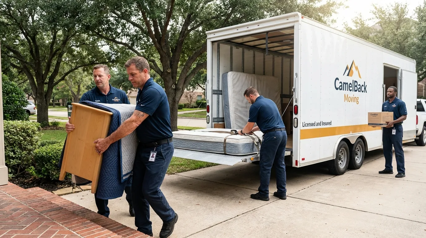 Crew loading residential truck for cross-state move from Tolleson, AZ